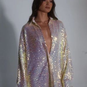 Champagne sparkly shirt dress SLA THE LABEL